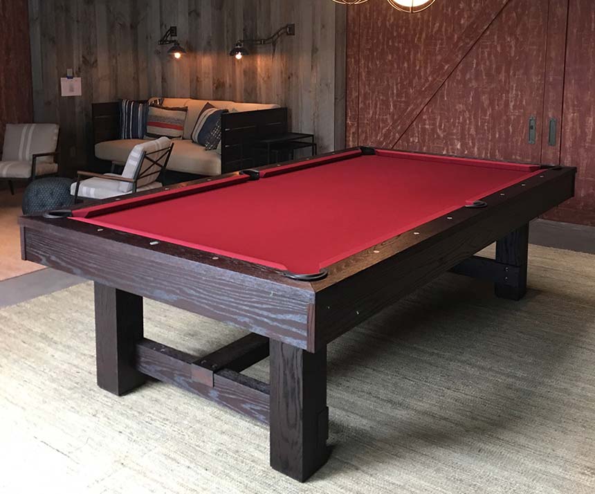 Reno Pool Table with optional Dining Top Rustic Dark Chestnut Finish