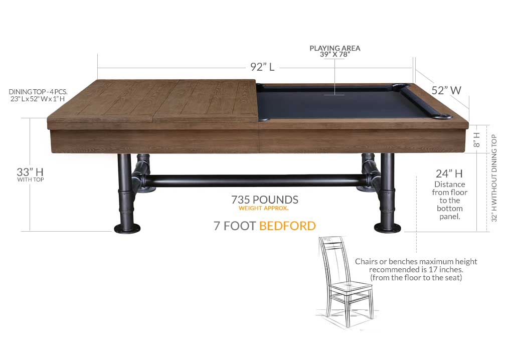 The Bedford Pool Table By Imperial, Pool Table With Dining Top And Benches